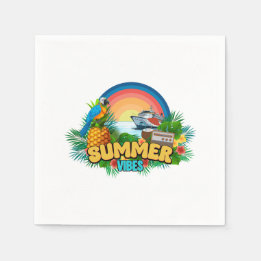 Summer Vibes Vacation Beach Party Napkins