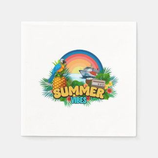 Summer Vibes Vacation Beach Party Napkins