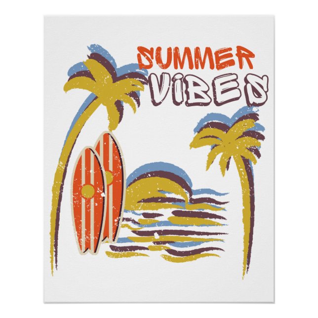 Summer Vibes Vacation Vintage Poster (Front)