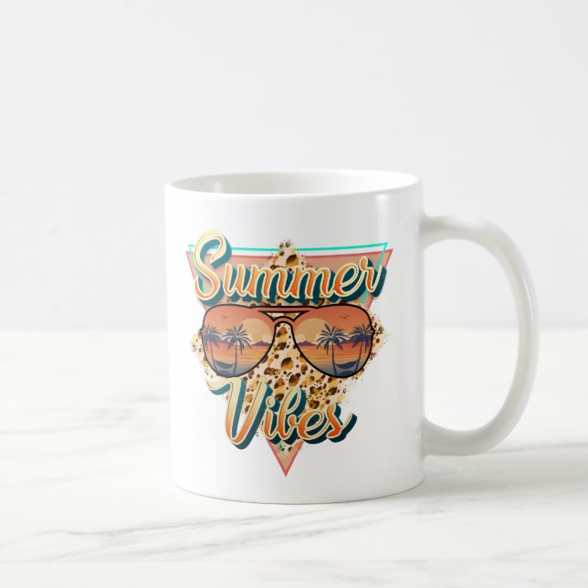 Summer Vibes | Vintage Sunglasses | Beach Sunset Coffee Mug (Right)