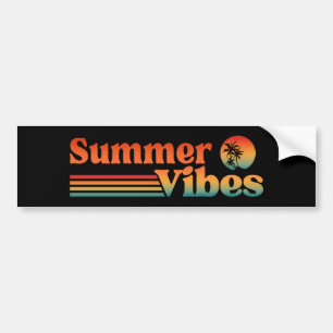 SUMMER VIBES VINTAGE SUNSET VACATION BUMPER STICKER