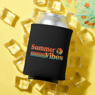 SUMMER VIBES VINTAGE SUNSET VACATION CAN COOLER