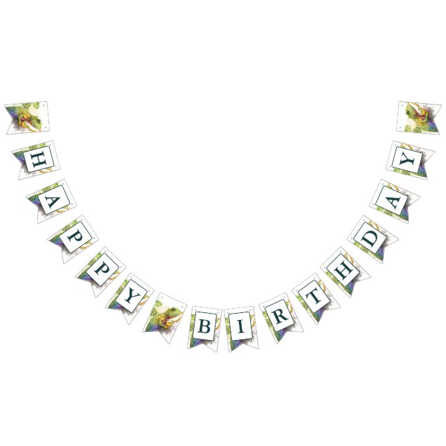 Summer Vibes Watercolor Chameleon - Birthday Bunting Flags (All)