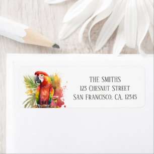 Summer Vibes Watercolor Parrot Return address Label