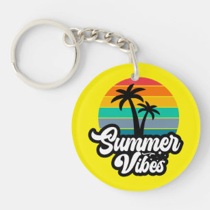 Summer Vibes with Palm Trees Design Keychain