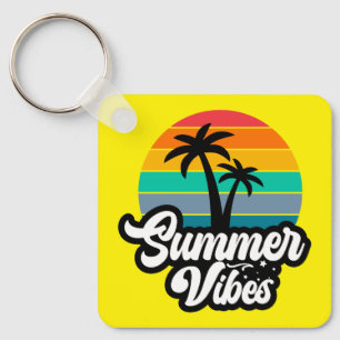 Summer Vibes with Palm Trees Design Keychain