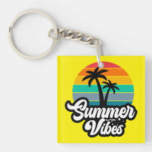 Summer Vibes with Palm Trees Design Keychain