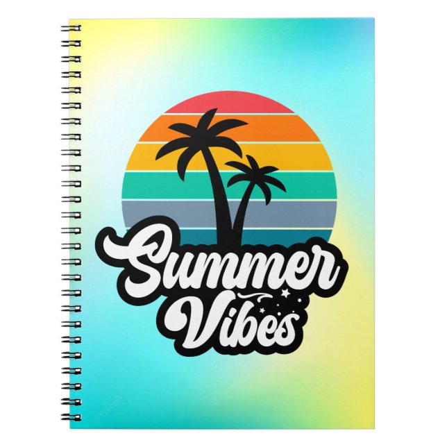 Summer Vibes with Palm Trees Design Notebook (Front)