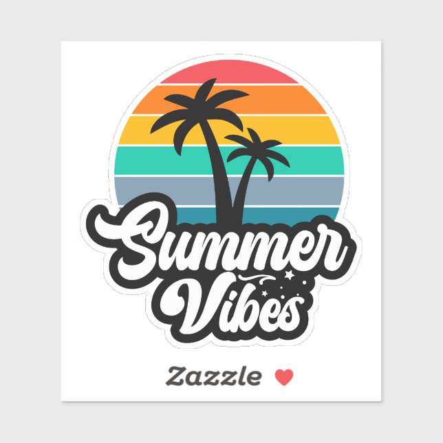 Summer Vibes with Palm Trees Design Sticker (Sheet)