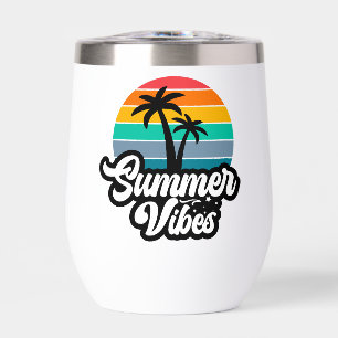 Summer Vibes with Palm Trees Design Thermal Wine Tumbler