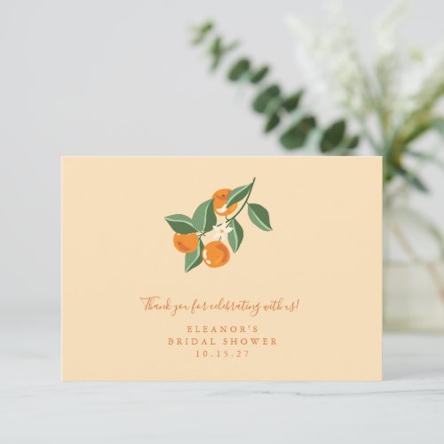 Summer Vintage Oranges Boho Custom Bridal Shower   Thank You Card