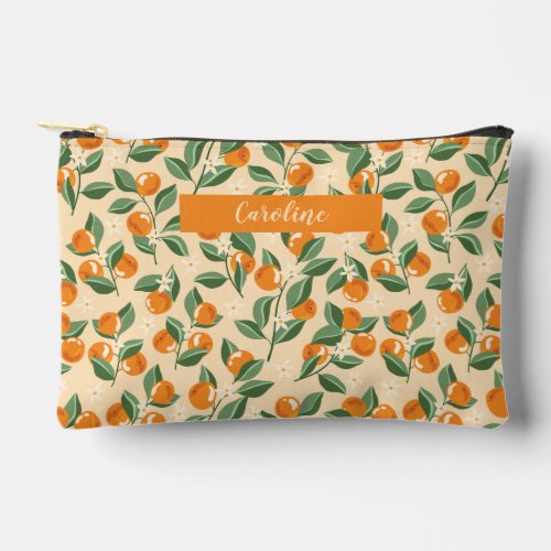 Summer Vintage Oranges Boho Fruit Personalized Accessory Pouch