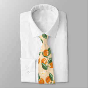 Summer Vintage Oranges Boho Nature Fruit Neck Tie