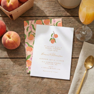 Summer Vintage Peach Fruit Boho Bridal Shower Invitation