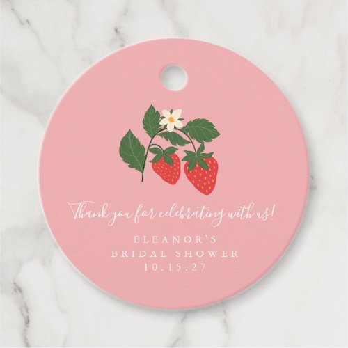 Summer Vintage Pink Strawberry Boho Bridal Shower  Favor Tags