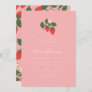 Summer Vintage Pink Strawberry Boho Bridal Shower Invitation