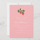 Summer Vintage Pink Strawberry Boho Bridal Shower Invitation (Front)