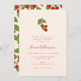 Summer Vintage Red Cherries Boho Bridal Shower Invitation