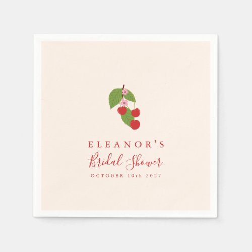 Summer Vintage Red Cherries Custom Bridal Shower Napkins