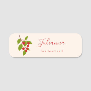 Summer Vintage Red Cherries Custom Bridesmaid Gift Name Tag