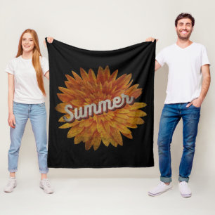 SUMMER VINTAGE SUNFLOWER FLEECE BLANKET