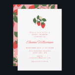 Summer Vintage White Strawberry Boho Baby Shower Invitation<br><div class="desc">Summer Vintage Pink and White Strawberry Boho Fruit Baby Shower Invitation</div>