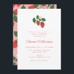 Summer Vintage White Strawberry Boho Baby Shower Invitation<br><div class="desc">Summer Vintage Pink and White Strawberry Boho Fruit Baby Shower Invitation</div>
