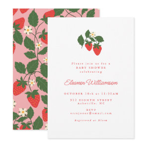 Summer Vintage White Strawberry Boho Baby Shower Invitation