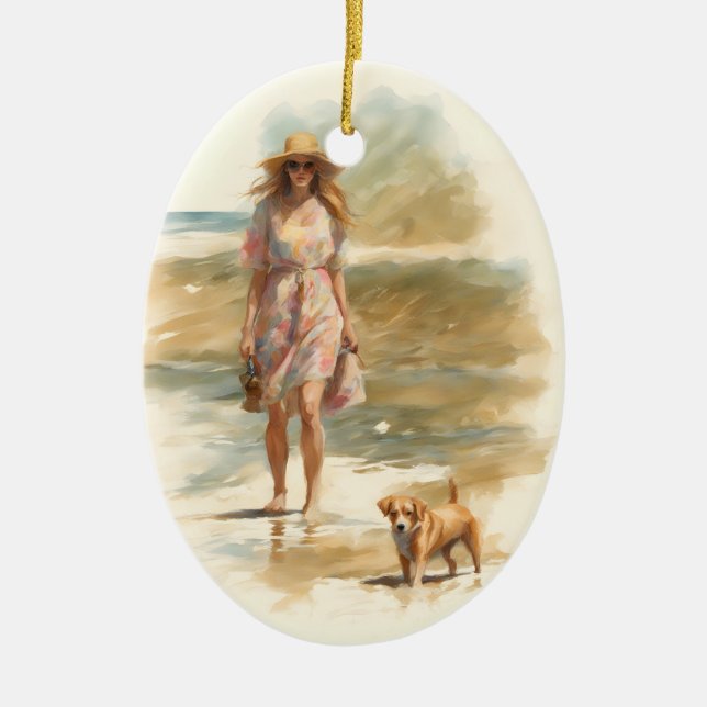 Summer Walk Ceramic Ornament (Front)