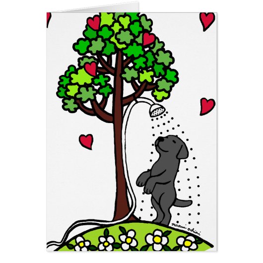Summer Water Fun Black Labrador Cartoon Cards (Front)