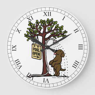 Summer Water Fun Chocolate Labrador Large Clock