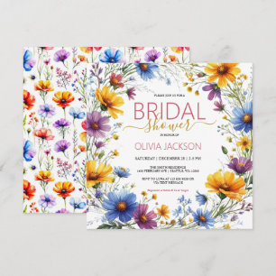 Summer water Wildflowers BRIDAL Shower Invitation