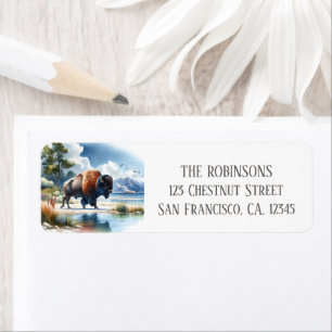 Summer Watercolor American Buffalo Return Address Label