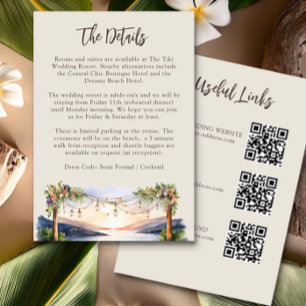 Summer Watercolor Beach Wedding Details QR Code Enclosure Card