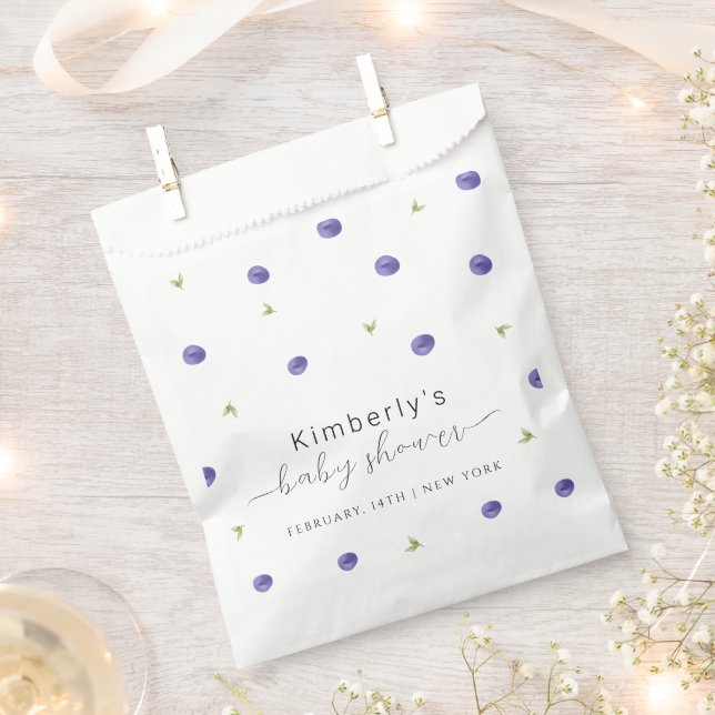 Summer Watercolor Blueberry Farm Baby Shower  Favor Bag (Clipped)