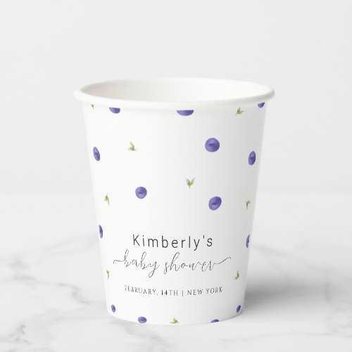 Summer Watercolor Blueberry Farm Baby Shower  Paper Cups