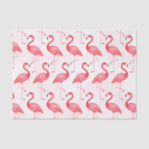 Summer Watercolor Bright Pink Flamingo Pattern Tissue Paper