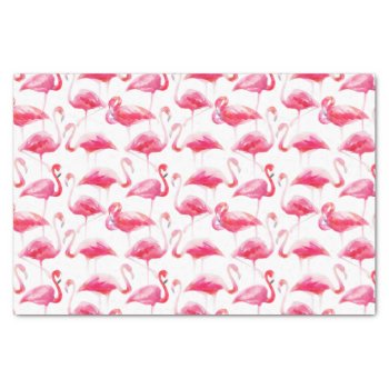 Summer Watercolor Bright Pink Flamingo Pattern Tissue Paper by KeikoPrints at Zazzle