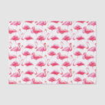 Summer Watercolor Bright Pink Flamingo Pattern Tissue Paper