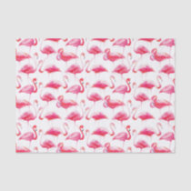 Summer Watercolor Bright Pink Flamingo Pattern Tissue Paper