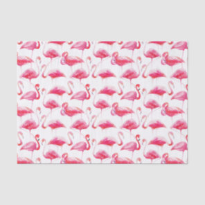 Summer Watercolor Bright Pink Flamingo Pattern Tissue Paper