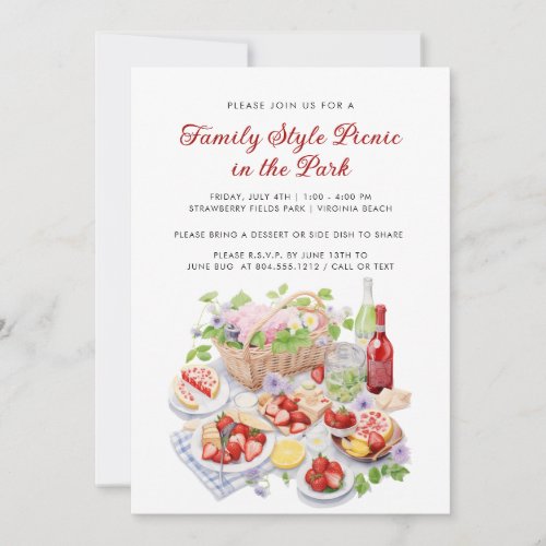 Summer Watercolor Family Style Picnic Reunion 
