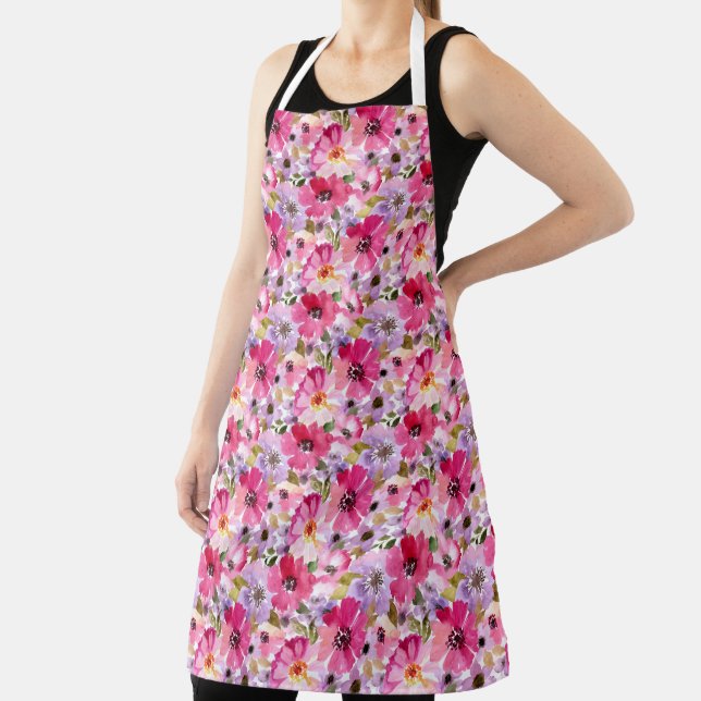 Summer Watercolor Floral Apron (Insitu)