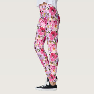 Summer Watercolor Floral Leggings
