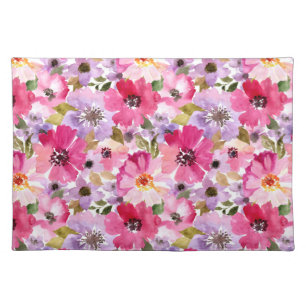 Summer Watercolor Floral Pattern Cloth Placemat
