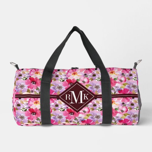 Summer Watercolor Floral Pattern Duffle Bag