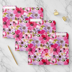 Summer Watercolor Floral Pattern File Folder
