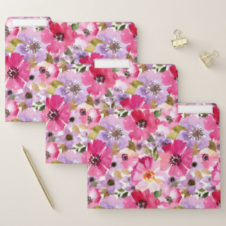 Summer Watercolor Floral Pattern File Folder