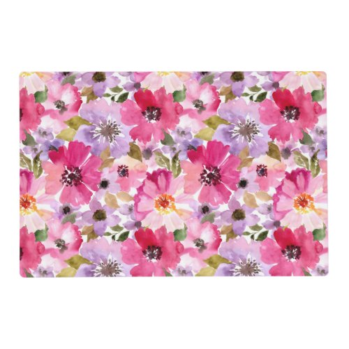 Summer Watercolor Floral Pattern Placemat