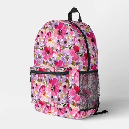 Summer Watercolor Floral Pattern Printed Backpack